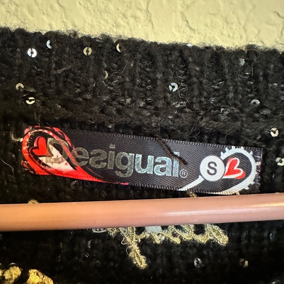 Desigual Black and Gold Sequins and Stars Sweater - Size Small - Picture 4 of 6